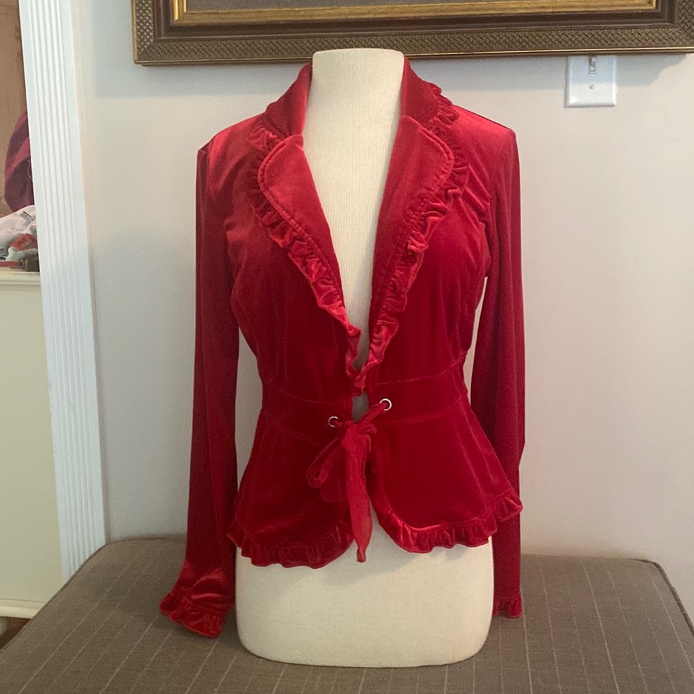 Beautiful red jacket says large but really small to medium
